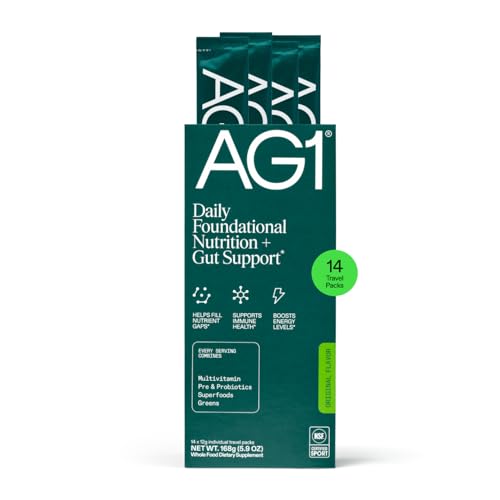 AG1 Athletic Greens Superfood and Probiotic, 75 Vitamins, Travel Pack 14ct