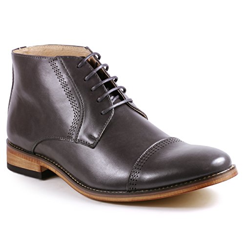 Metrocharm MC115 Men's Lace Up Cap Toe Dress Ankle Chukka Boots (10.5 D(M) US, Gray)