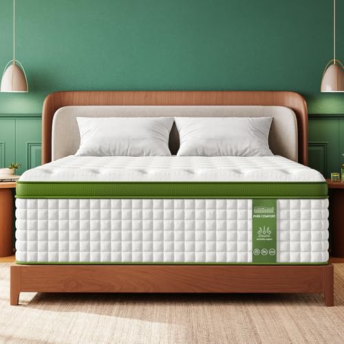 BedStory Medium Firm Queen Mattress, 14 Inch Hotel Collection Hybrid Mattresses – Soutien lombaire et des épaules ciblé pour soulager les douleurs dorsales, sans fibre de verre, certifié CertiPUR-US, essai de 365 nuits