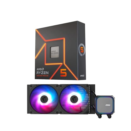 MICRO CENTER CPU AIO Combo - AMD Ryzen 5 7600X Desktop Processor with MSI MAG Coreliquid A13 240 AIO ARGB CPU Liquid Cooler 240mm Radiator LGA 1700/1851 / AM5/AM4 Compatible Black