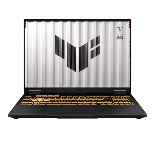 ASUS TUF Gaming F16 (2025) laptop with rugged chassis and blue-backlit keyboard