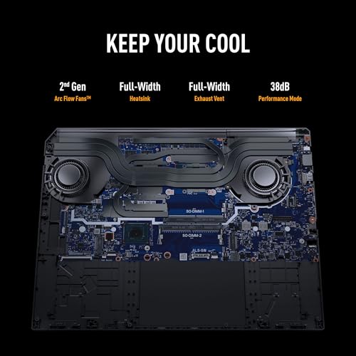 Top-down view of the ASUS TUF Gaming F16 showing keyboard and palm rest