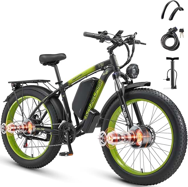 AWD Electric Bike front view with fat tires