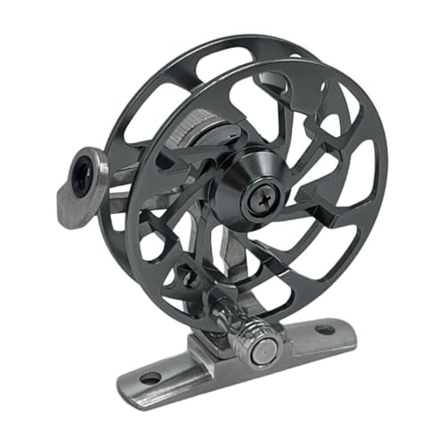 Zxpjkyu Fly Fishing Reel, Metal Fly Reel for Right Handed, Portable Ice Fishing Reel for Freshwater Saltwater Fishing Accessory, Gray