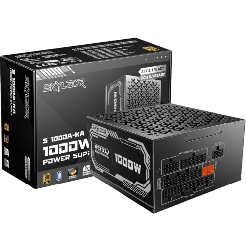 1000W Fully Modular Power Supply, 80+ Gold Certified PSU | ATX 3.1 & PCIe 5.1 Ready | 12V-2x6 Connector | 140mm Low-Noise Fan | 105℃ Japanese Capacitors | Black PSU