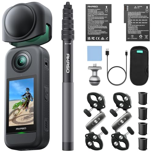 AKASO 360 Action Camera Motorcycle Combo- 5.7K 360 Video with 1/2" 48MP Sensors, 72MP 360 Photo, 360-SuperSmooth, Invisible Selfie Stick, 360° Horizon Lock, AI Tracking