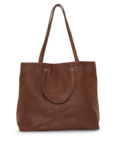 Lucky Brand Jema leather tote Premium large Women’s Handbag for everyday & travel Durable purse with lots of interior function, braided detail, short and long double straps One Size US