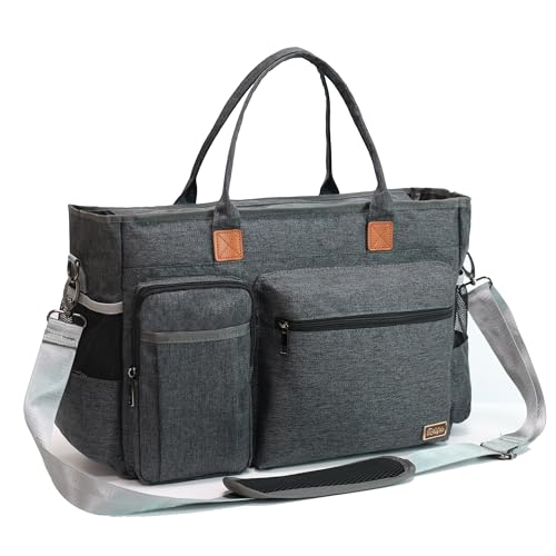 Rabjen Nurse Tote Bag for Work with Padded 15.6” Laptop Sleeve, Medical Supplies Shoulder Bag for Home Health Care