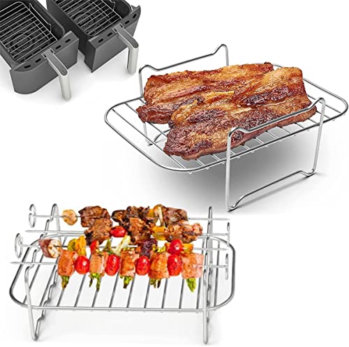 Ninja Foodi DZ201/401 2 Pack Dual Zone Air Fryer Rack, 304 Stainless Steel Multi-Layer Rack for Double Basket Air Fryers