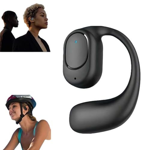 RJSQAQE Single Open Ear Earbuds - Bluetooth 5.3 Wireless Earbuds with Earhooks for Long Time Playback,Handsfree Earbud with Noise Canceling Mic,Single Ear Headphone for iPhone Android Game (Black)