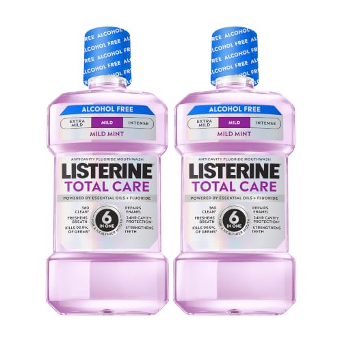 Listerine Total Care Alcohol Free Mouthwash, Mild Mint, 33.8 fl. oz/1L x 2