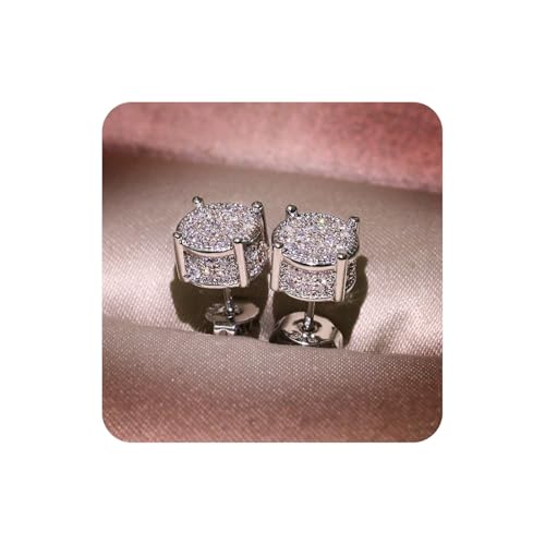 My+Orders On Amaon Prime Valentines Day Gifts Earrings Amaon 2025 18K White Gold Plated Round Square Big Spring+Sale Cubic Zirconia Hypoallergenic Studs Earrings