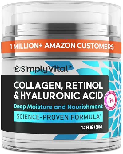 SimplyVital Face Moisturizer Retinol Collagen Hyaluronic Acid Cream 1.7 oz