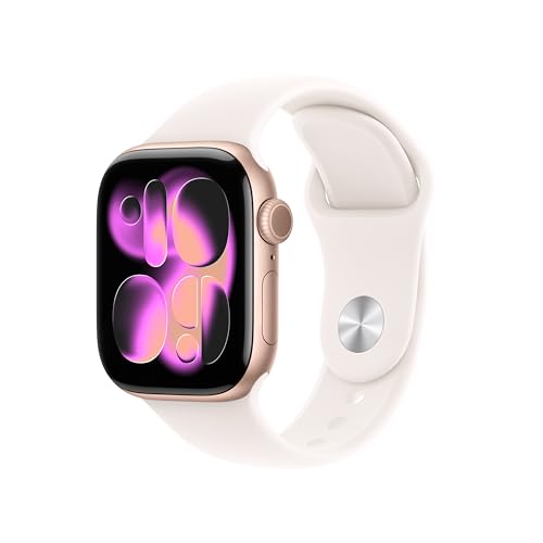 Apple Watch Series 11 [GPS 42mm] Smartwatch with Rose Gold Aluminum Case with Light Blush Sport Band - S/M. Sleep Score, Fitness Tracker, Health Monitoring, Always-On Display, Water Resistant
