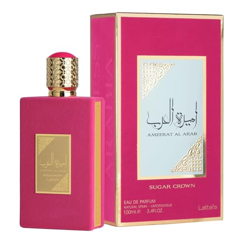 Lattafa Ameerat Al Arab Sugar Crown Eau de Parfum Spray for Women, 100ml / 3.4 fl oz – Long Lasting Sweet Floral Fruity Fragrance