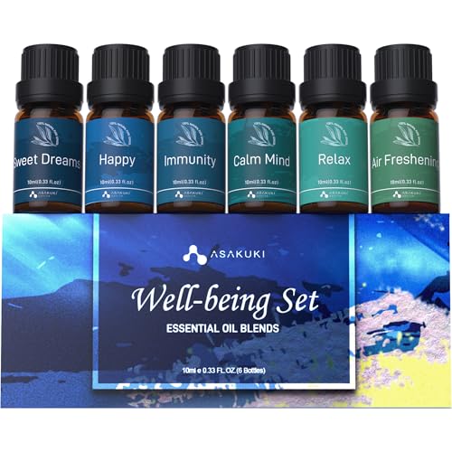 ASAKUKI Essential Oils, Well-Being Diffuser Oils Gift Set, 6x10ml