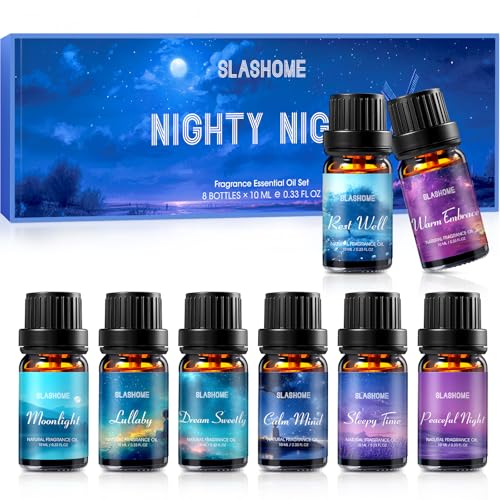 slashome 8 Pack Sleep Essential Oils Set for Diffusers for Home