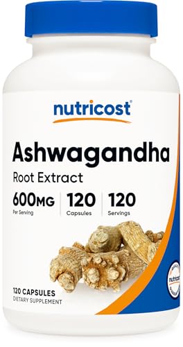 Nutricost Ashwagandha Herbal Supplement 600mg, 120 Capsules, Gluten-Free
