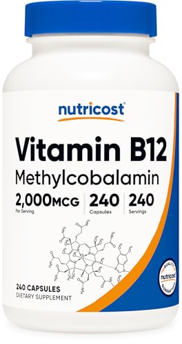 Nutricost Vitamin B12 (Methylcobalamin) 2000mcg, 240 Capsules, Gluten Free