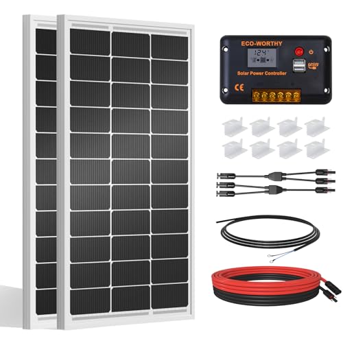 ECO-WORTHY 200 Watts 12 Volt/24 Volt Solar Panel Kit with High Efficiency Monocrystalline Solar Panel and 30A PWM Charge Controller for RV, Camper, Vehicle, Caravan and Other Off Grid Applications