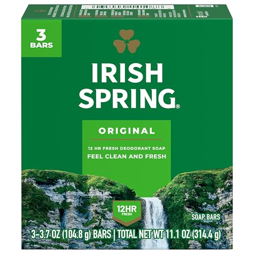 Irish Spring Bar Soap for Men, Original Clean, Smell Fresh and Clean for 12 Hours, Men Soap Bars for Washing Hands and Body, Mild for Skin, Recyclable Carton, 3.7 Ounce - 3 Count (Pack of 8)