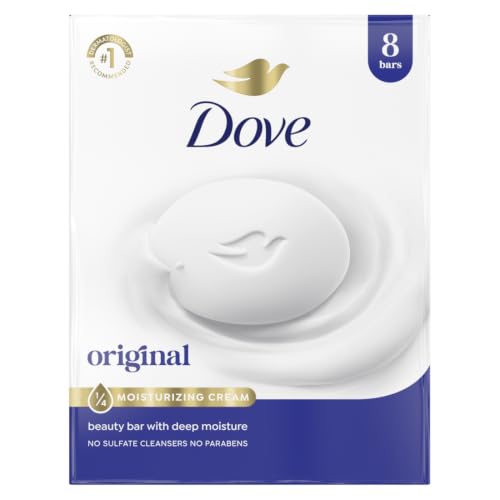Dove Beauty Bar Soap Original 8 Count for Soft, Smooth Skin, with 1/4 Moisturizing Cream 3.75 oz