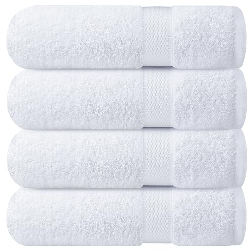 Infinitee Xclusives 100% Ring-Spun Cotton Bath Towels for Bathroom - Pack 4