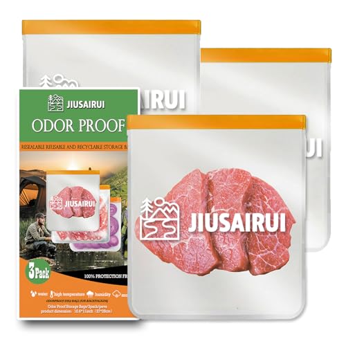 JIUSAIRUI Odor Proof Bear Bags for Food Backpacking: 3Pack Reusable Bear Proof Food Storage Designed to Use with Bear Canister for Backpacking fit Camping Hiking Water Sports