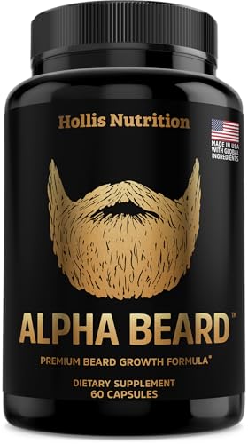 Hollis Nutrition Alpha Beard Growth Vitamins, DHT Blocker, Beard and Hair Supplement for Men, Made in USA