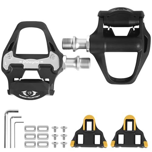 Pinsync Road Bike Pedals, Lightweight 9/16" Nylon Clipless with Sealed Bearings & Cleat Set