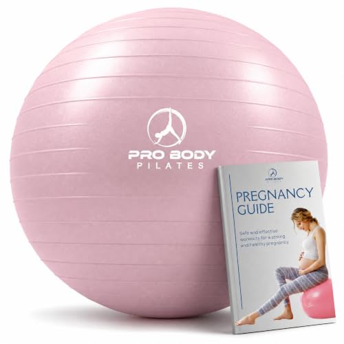 ProBody Pilates Pregnancy Ball with Guide - Birthing Ball (Rose, 65 cm)