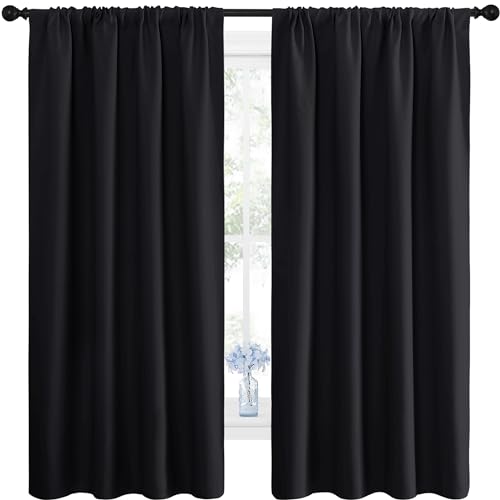 NICETOWN Black Out Curtain Blinds for Bedroom 2 Panels 42" Wide by 63" Long