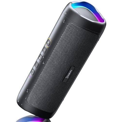 Bluetooth Speaker, 20W HD Sound, Portable Wireless, IPX5 Waterproof, Up to 24H Playtime, TWS, for Home/Party/Outdoor/Camping/Beach Essentials, Birthday Gift for Fathers Day Men Dad Husband (Black)