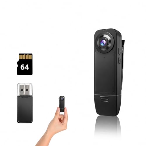 Mini Body Camera with Audio and Video Recording, POV Camera with 64G Card Body Worn Cam ,Wearable Patrol Video Recording Camcorder With Night Version ,Camcorder for Security Work Records Traveling