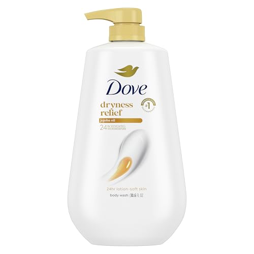 Dove 24hr Lotion Body Wash Dryness Relief with Jojoba Oil, 30.6 oz | Moisturizing body wash with MicroMoisture for dry skin