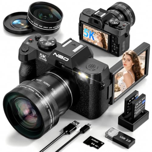 True 5K 64MP Digital Camera for Photography (Black)