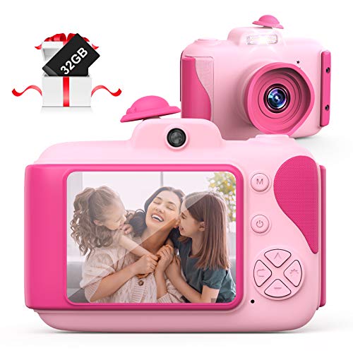 Hamdol Kids Camera for Girls & Boys, Ages 3-12, Digital Video Camera with 32GB TF Card, Pink