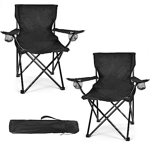 WEIDIORME 2 Pack Lightweight Camping Chairs for Adults & Teens, Capacity Foldable Portable Chairs with Carry Bag, Compact Design for Camping, Beach, Picnics, and Outdoor Events