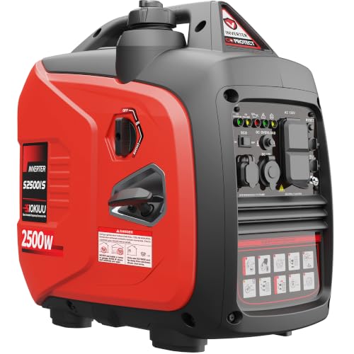 SIOKIUU 2500W Portable Generator Super Quiet Inverter Generator Ultra Lightweight for Home Backup Outdoor Camping, CO Sensor Protect, EPA, ECO Mode