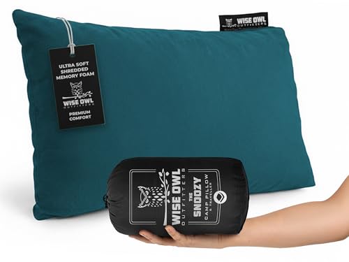 Wise Owl Outfitters Camping Pillow – Memory Foam Travel Pillow for Airplane Sleeping, Hiking, Backpacking & Outdoor Use - Small & Portable for Adults, Car, Camp & Tent