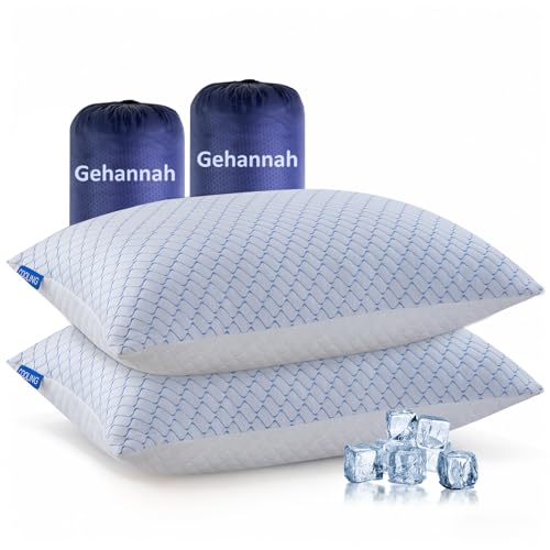 Gehannah Travel Pillow - Large 2 Pack Compressible Camping Pillow for Sleeping - Shredded Memory Foam with 2 Storage Bags - Supportive for Adults, Kids, Outdoor, Backpacking, Hiking Gear