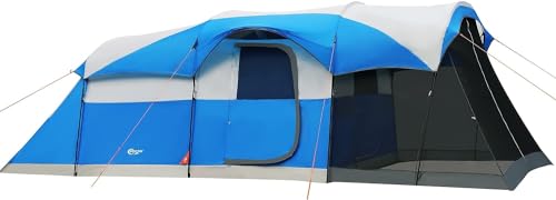 Portal 8 Person Family Camping Tent with Screen Porch, Weather Resistant Tunnel Tent with Rainfly, Large Family Tents for Outdoor Camping, Party