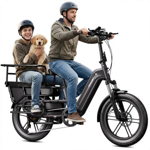 SISIGAD Family Electric Bike with Child Seat - Peak 1500W Motor, 20" Fat Tire Cargo Ebike, 48V 15Ah Removable Battery E Bike,Dual Hydraulic Brakes,LCD&APP Control,7-Speed,Step-Thru Electric Bicycle