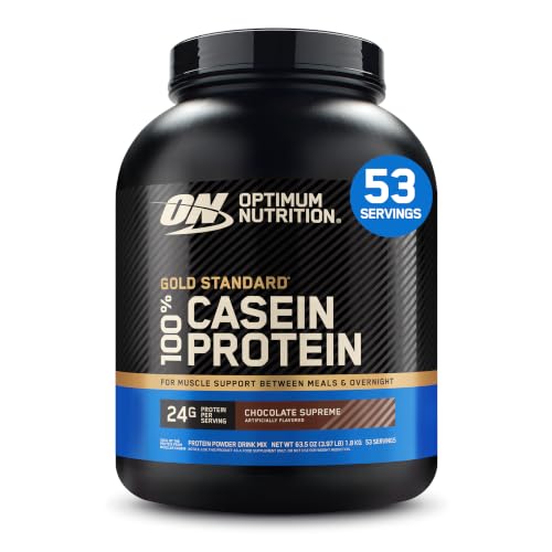 Optimum Nutrition Gold Standard 100% Micellar Casein Protein Powder, Slow Digesting, Helps Keep You Full, Overnight Muscle Recovery, Chocolate Supreme, 4 Pound (Packaging May Vary)
