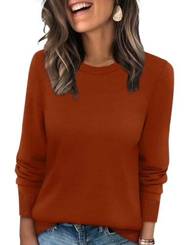 WIHOLL Womens Long Sleeve Tops Casual Fall Sweaters Cashmere Knit Pullover