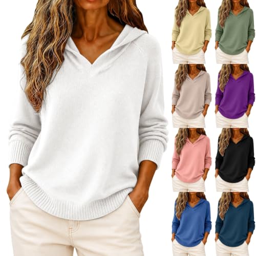 Nantdog Cashmere Sweaters for Women Long Sleeve V Neck Fall Sweatshirt 2026