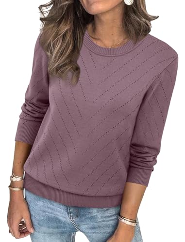 Cashmere Sweaters for Women Trendy Business Casual Outfits 2026 Cozy Sweaters Dressy Tops Soft Work Clothes Travel Purple 2XL