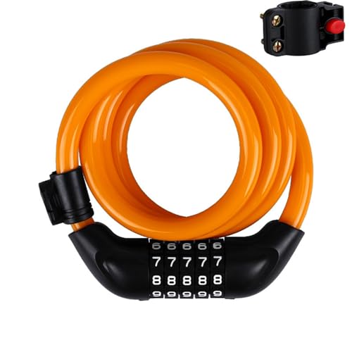 Combination Bike Lock Chain, 4 Ft Long Weatherproof Heavy Duty Anti-Theft Security Bicycle Chain Lock,5 Digit Resettable Coiled Cable Locks for Scooter Fence Outdoor Kayak Motorcycle