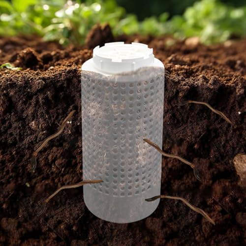 Inground Farm Composter, Outdoor Farm In-Ground Compost Bin, Four, Composting Systems Sustainable Composter for Raised Garden Beds and Yards Composting (1, White/8.35In)