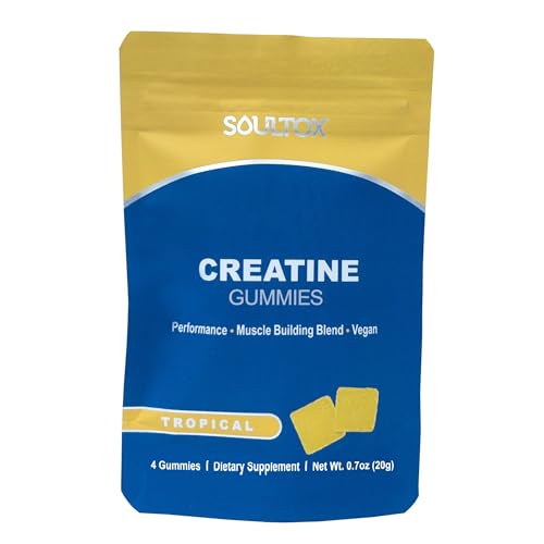 Soultox Creatine Gummy Packs - Tropical Flavor - Infused with Creatine Monohydrate - Potent Muscle Growth Support - Delicious & All Natural Vegan Formula for Guilt Free Indulgence - Single Pack